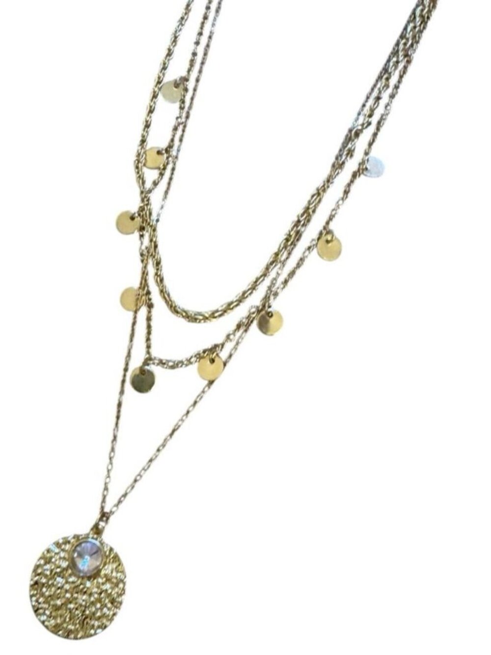 💖NWOT Maurice’s Gold & Pink 3 Layer Boho Minimalist Adjustable Chain Necklace